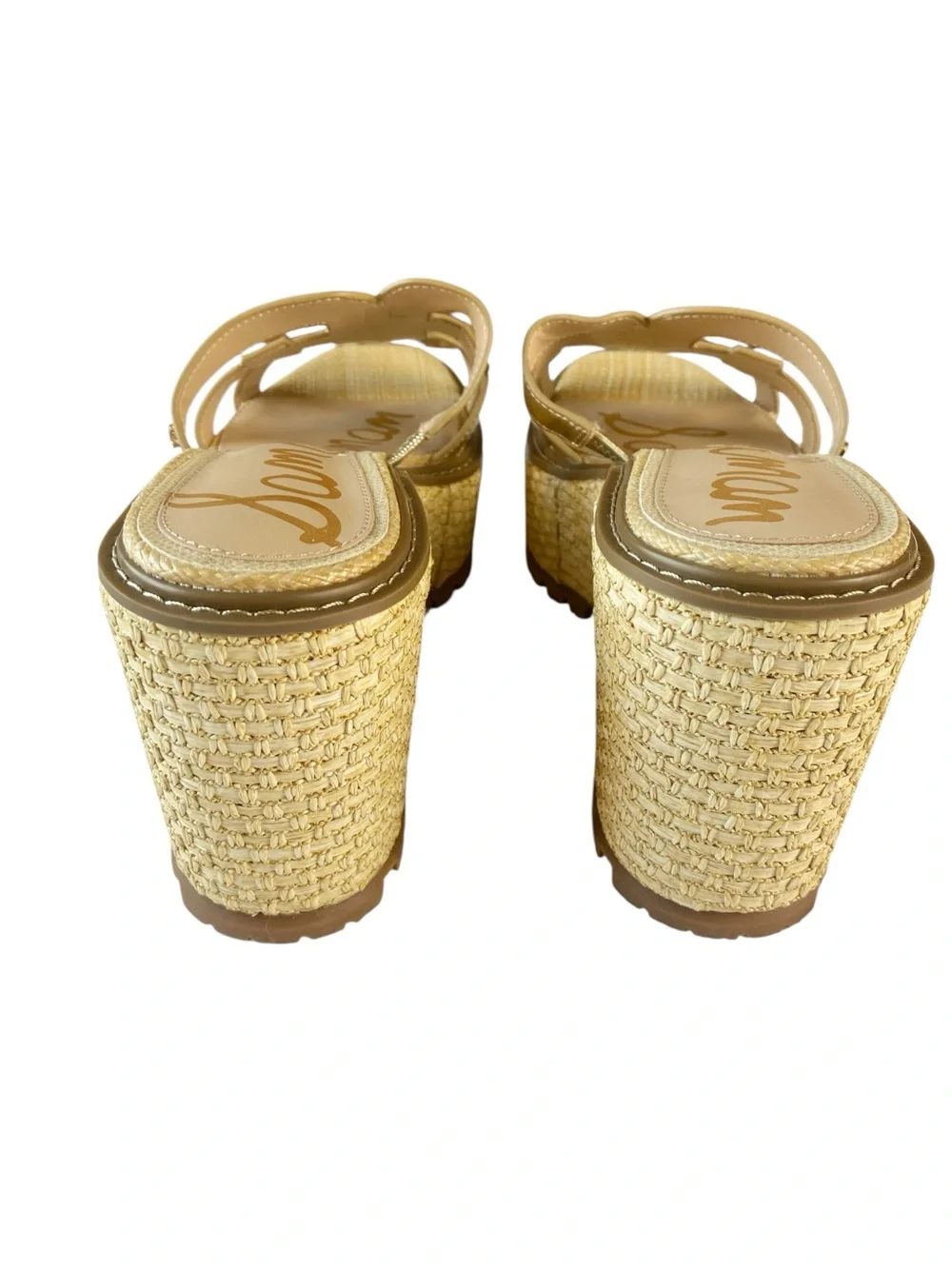 Sam Edelman Laine Gold Leather Platform Espadrille Wedge Sandals Size 9 NWOB